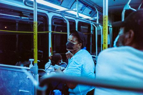 public transit with mask