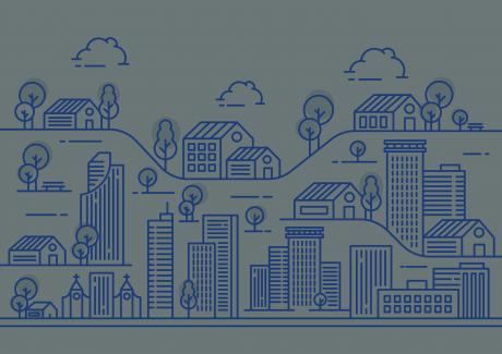 illustration/cartoon of city/town/community
