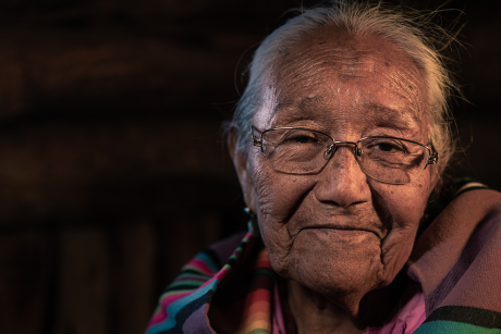 Portrait of an older Navajo woman.