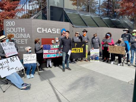 Demonstrating in front of Chase against fossil fuels