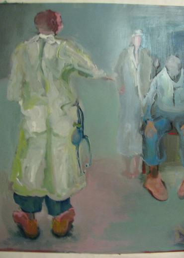 painting of doctor, hospital setting
