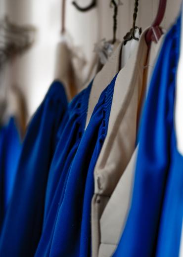 Hanging blue choir robes