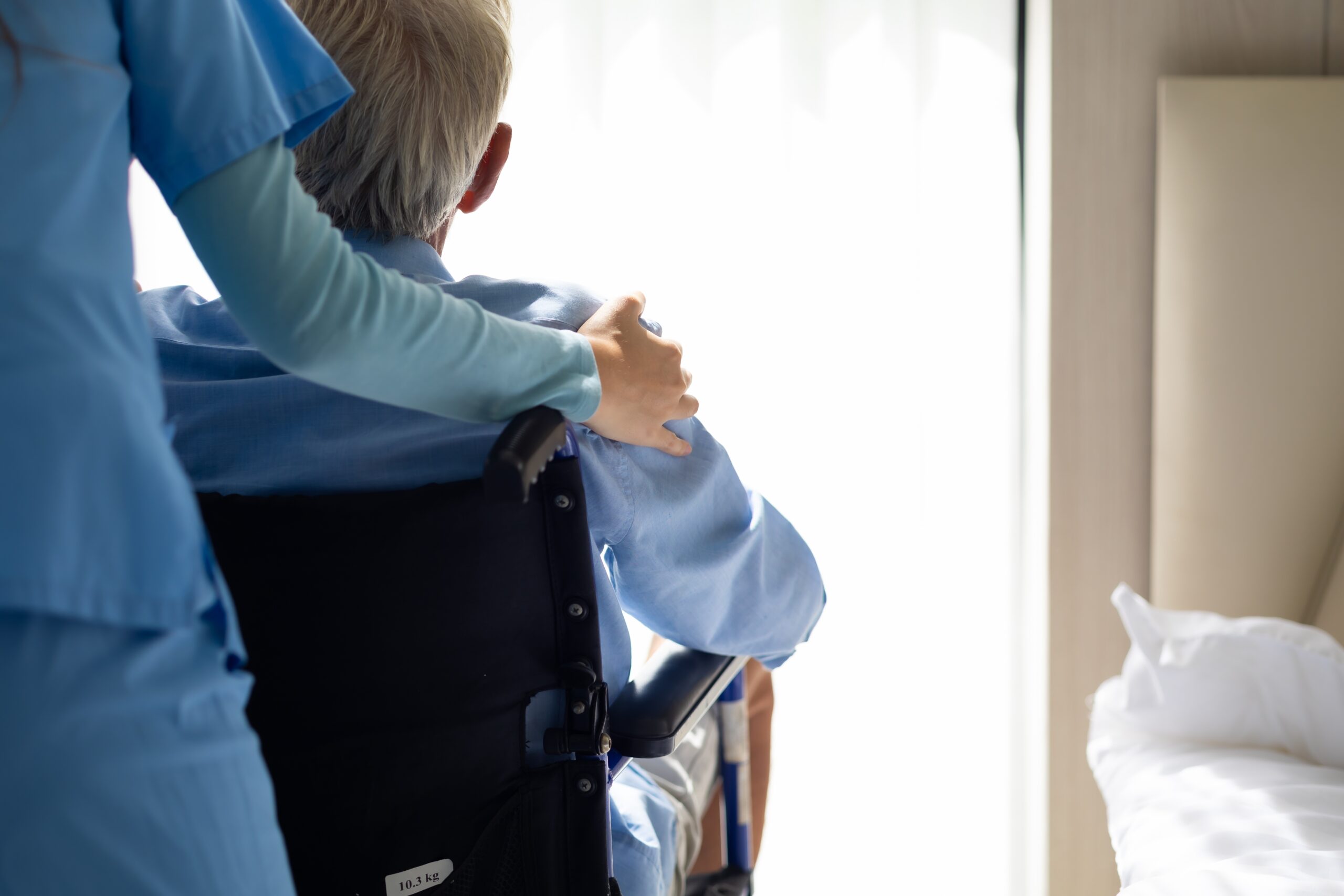 Back,View,And,Closeup,Hand.,Encourage.,Professional,Caregiver,Nursing,Visit